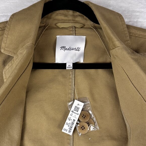 NWT Madewell Womens Crossover Blazer Sz XS In Regenerative Chino Dark Khaki - Picture 4 of 11